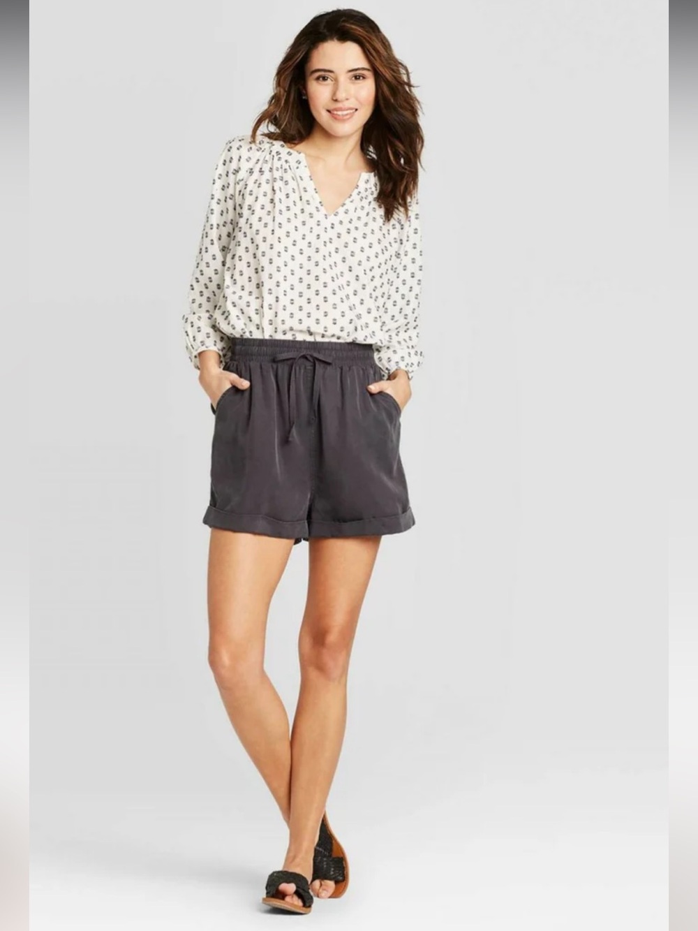*Universal Thread Black Front Tie Small Cuffed Casual Utility Shorts
